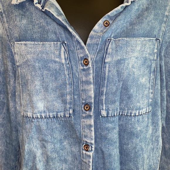 Denim Button Down Long Sleeve Top - Picture 3 of 6
